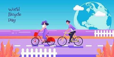 design de ilustração plana de vetor do dia mundial da bicicleta
