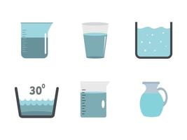 conjunto de ícones de vasos de água, estilo simples vetor