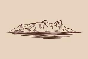 paisagem ártica. montagens geladas, iceberg. mão desenhada ilustração convertida em vetor. vetor