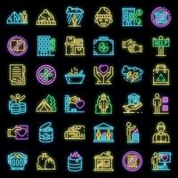conjunto de ícones de abrigo para sem-teto vector neon