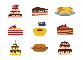 conjunto de ícones de bolo, estilo simples vetor
