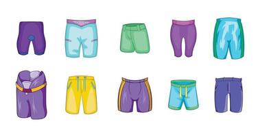 conjunto de ícones de shorts, estilo cartoon vetor