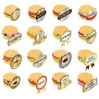melhor conjunto de ícones de hambúrguer, estilo isométrico
