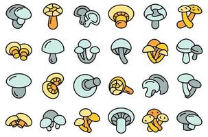 conjunto de ícones de cogumelo shiitake vetor plano