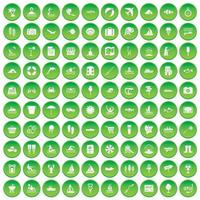 100 ícones de água definir círculo verde vetor
