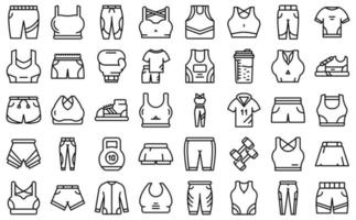 ícones de moda treino definir vetor de contorno. corpo de atleta