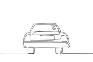 carro conversível de desenho de linha contínuo. luxo desporto negócio confortável Waningen cabrio automóvel supercarro. modelo de veículo a motor clássico. ilustração gráfica de vetor de desenho de linha única