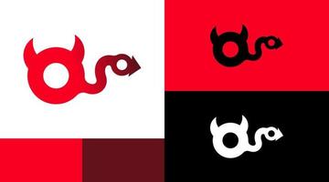 conceito de design de logotipo de jogos de monograma de diabo vermelho vetor