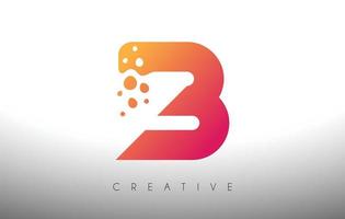 design de logotipo de letra b pontos com bolha artística criativa cortada em vetor de cores roxas