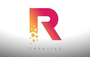 design de logotipo de letra r pontos com bolha artística criativa cortada em vetor de cores roxas