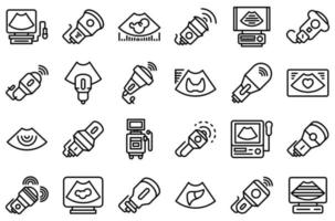 conjunto de ícones de ultrassonografia, estilo de estrutura de tópicos vetor
