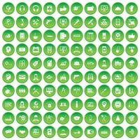 100 ícones de suporte definir círculo verde vetor