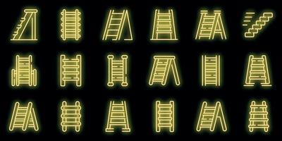 conjunto de ícones de escada de passo neon vector