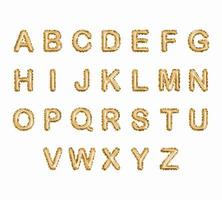 balões de texto de ouro metálico, alfabeto de letras douradas, ilustração vetorial vetor