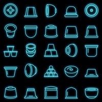 conjunto de ícones de café cápsula vector neon