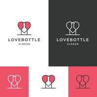 modelo de design de ícone de logotipo de garrafa de amor vetor