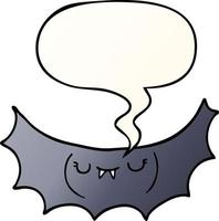 morcego-vampiro dos desenhos animados e bolha de fala em estilo gradiente suave vetor