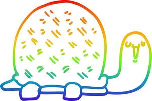 linha de gradiente de arco-íris desenhando uma linda tartaruga de desenho animado vetor