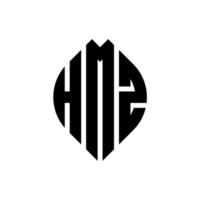 design de logotipo de letra de círculo hmz com forma de círculo e elipse. letras de elipse hmz com estilo tipográfico. as três iniciais formam um logotipo circular. hmz círculo emblema abstrato monograma letra marca vetor. vetor