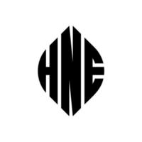 hne design de logotipo de carta de círculo com forma de círculo e elipse. letras de elipse hne com estilo tipográfico. as três iniciais formam um logotipo circular. hne círculo emblema abstrato monograma carta marca vetor. vetor