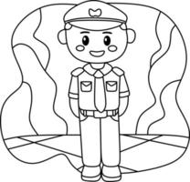 página para colorir alfabetos profissão desenhos animados polícia vetor