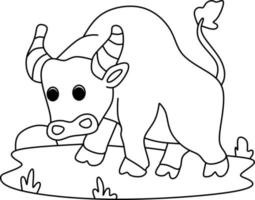 página para colorir alfabetos animal desenho animado touro vetor