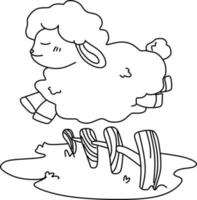 página para colorir alfabetos animal desenhos animados ovelhas vetor