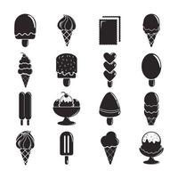 conjunto de ícones de sorvete estilo doce e simples
