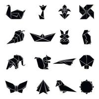 conjunto de ícones de origami, estilo simples