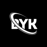 logotipo byk. por carta. design de logotipo de carta byk. iniciais byk logotipo ligado com círculo e logotipo monograma maiúsculo. tipografia byk para marca de tecnologia, negócios e imóveis. vetor