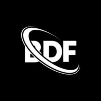 logotipo bdf. carta bdf. design de logotipo de letra bdf. iniciais bdf logotipo ligado com círculo e logotipo monograma maiúsculo. tipografia bdf para tecnologia, negócios e marca imobiliária. vetor