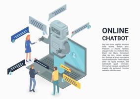 banner de conceito de chatbot online, estilo isométrico vetor