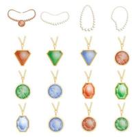conjunto de maquete de corrente de joias de colar, estilo realista