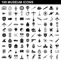 Conjunto de 100 ícones de museu, estilo simples vetor