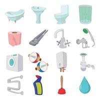 ícones de desenhos animados de engenharia sanitária vetor