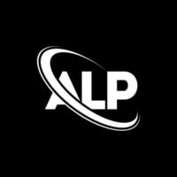 logotipo alp. carta alp. design de logotipo de carta alp. iniciais alp logotipo ligado com círculo e logotipo monograma em maiúsculas. alp tipografia para marca de tecnologia, negócios e imóveis. vetor
