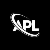 logotipo apl. carta apl. design de logotipo de carta apl. iniciais apl logotipo ligado com círculo e logotipo monograma maiúsculo. tipografia apl para marca de tecnologia, negócios e imóveis. vetor