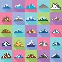 conjunto de ícones de montanha, estilo simples vetor