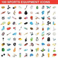Conjunto de 100 ícones de equipamentos esportivos, estilo 3d isométrico vetor