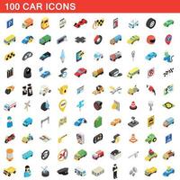 conjunto de 100 ícones de carro, estilo 3d isométrico vetor