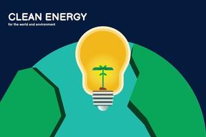 lâmpada e o mundo, idéias de design para um mundo que usa energia limpa e renovável para conservar o meio ambiente, vetor eps 10