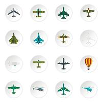 conjunto de ícones de aviação, estilo simples