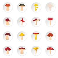 ícones de cogumelos definidos em estilo simples vetor