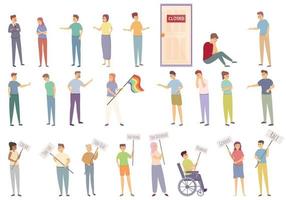 ícones de discriminação definir vetor dos desenhos animados. direitos civis