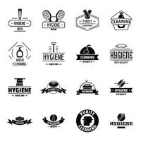 conjunto de ícones de logotipo de higiene, estilo simples vetor