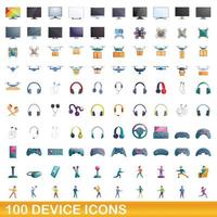 conjunto de 100 ícones de dispositivos, estilo cartoon vetor