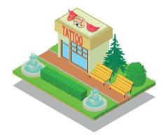 banner de conceito de centro de tatuagem, estilo isométrico vetor