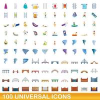 conjunto de 100 ícones universais, estilo cartoon vetor