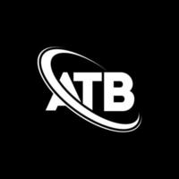 logotipo atb. carta ab. design de logotipo de letra atb. iniciais atb logotipo vinculado com círculo e logotipo monograma maiúsculo. tipografia atb para marca de tecnologia, negócios e imóveis. vetor