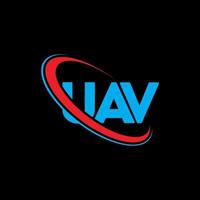 logotipo uav. carta uav. design de logotipo de letra uav. iniciais uav logotipo ligado com círculo e logotipo monograma maiúsculo. tipografia uav para tecnologia, negócios e marca imobiliária. vetor